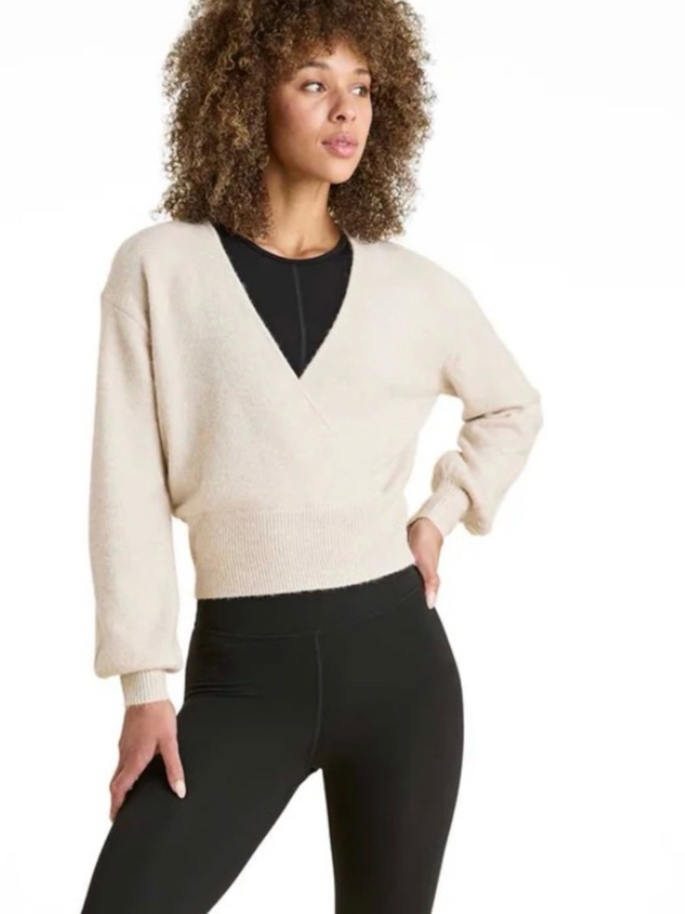 Nuuds Soft Luxe Knit Wrap Sweater Beige Neutral Size Small